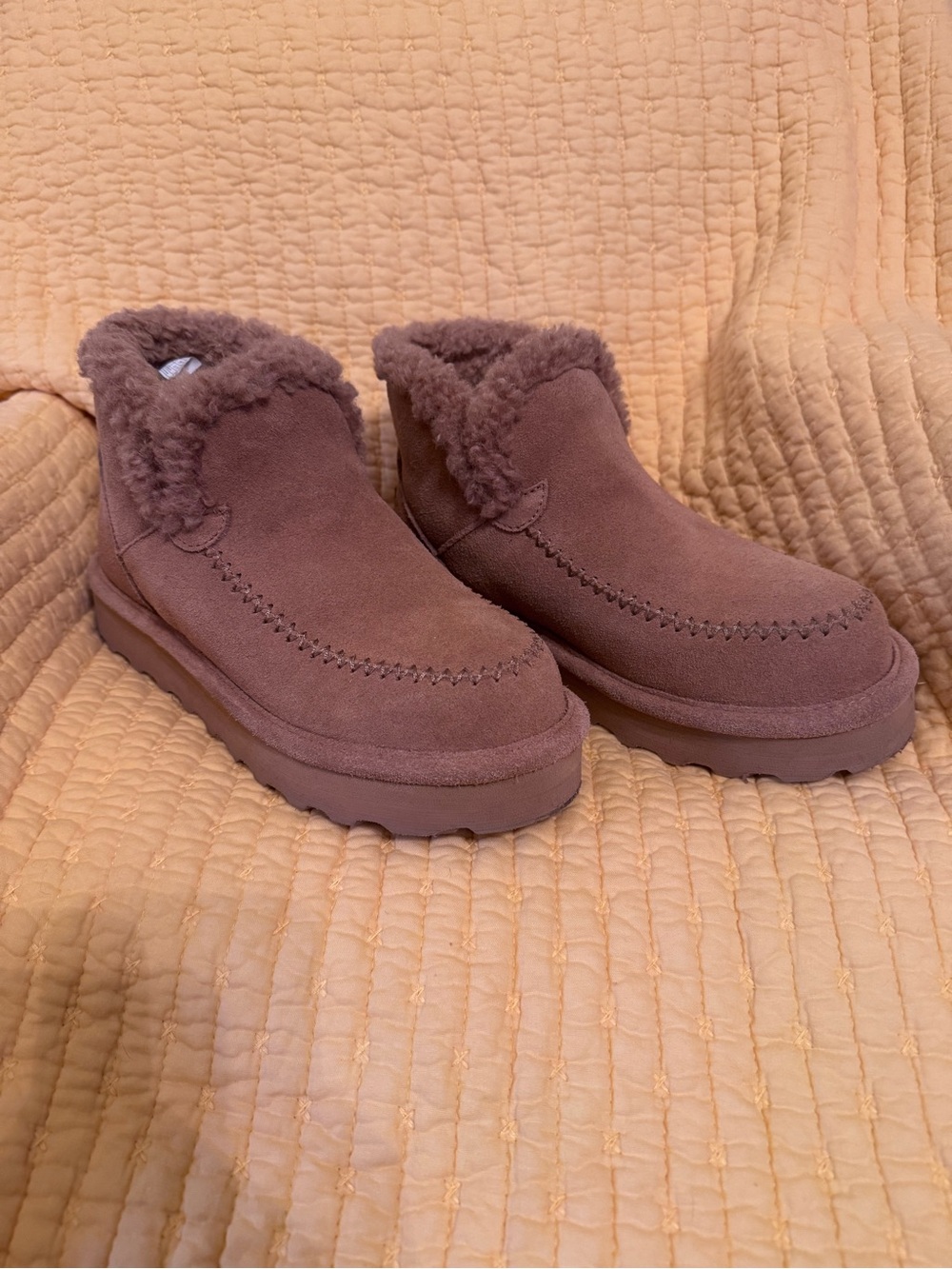 BearPaw Women's Suede Shearling-Lined Slip-On Slippers - Brown